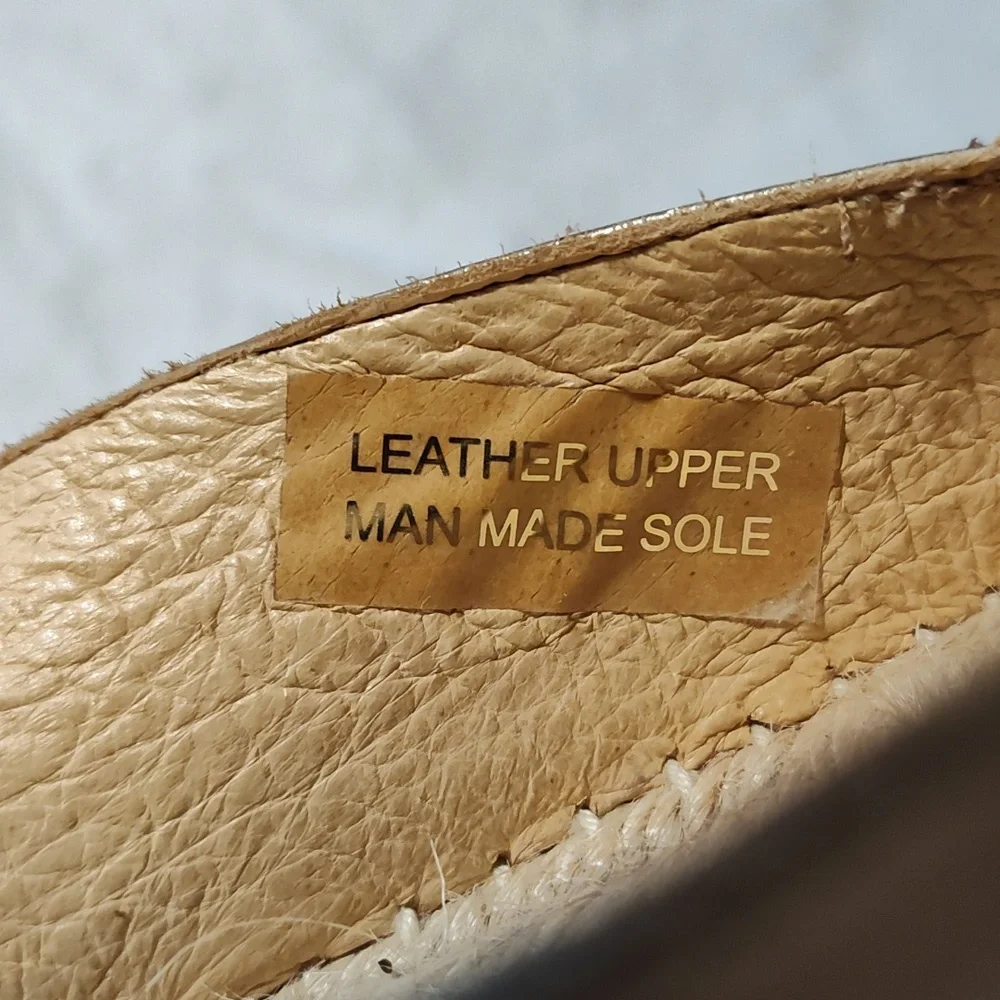 Carmen Saiz Metallic Espadrilles Rose Gold Leather Made In Spain Size 7.5 (EU38)